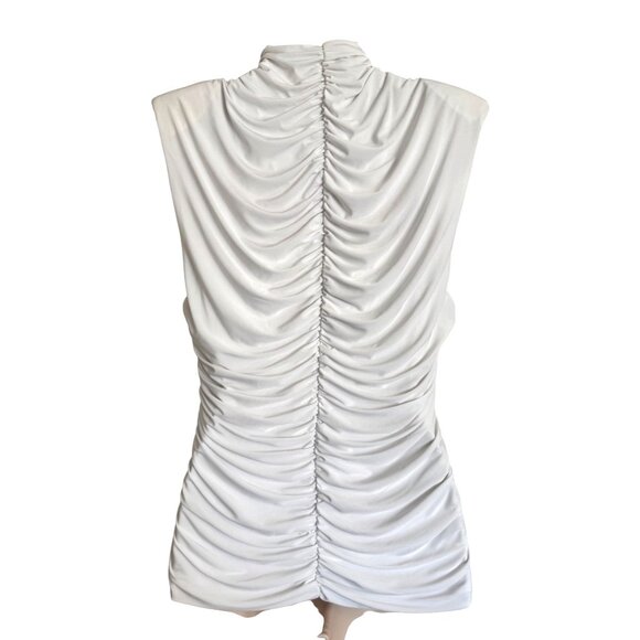 Naked Wardrobe Hourglass Drama Shoulder Rushed Size XL High Neck Top Blouse NWT - Picture 11 of 11